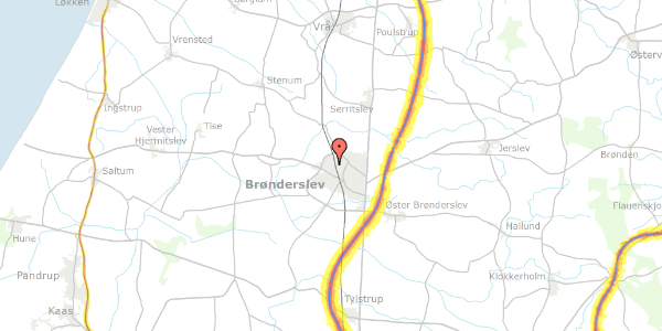 Trafikstøjkort på Vestskoven 117, 9700 Brønderslev