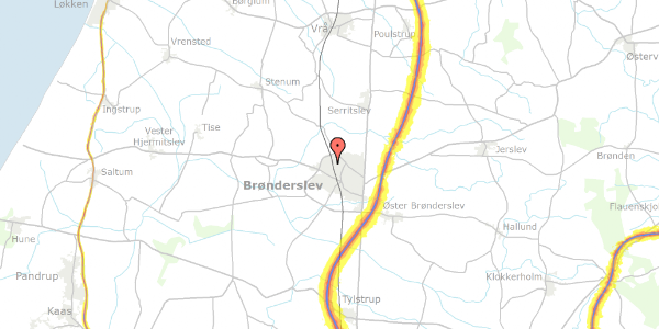 Trafikstøjkort på Vestskoven 151, 9700 Brønderslev