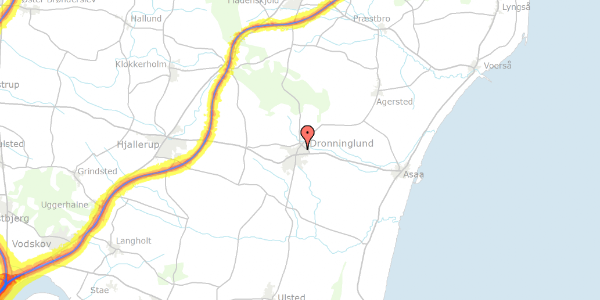 Trafikstøjkort på Astersvej 11, 9330 Dronninglund