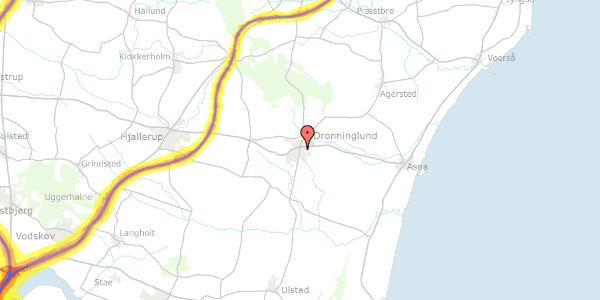 Trafikstøjkort på Hallingsvej 4, 9330 Dronninglund
