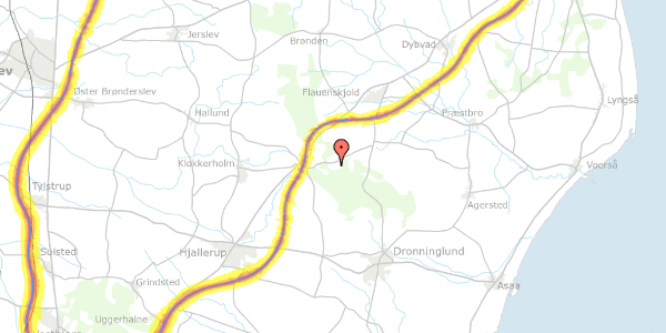 Trafikstøjkort på Pindbakvej 1, 9330 Dronninglund