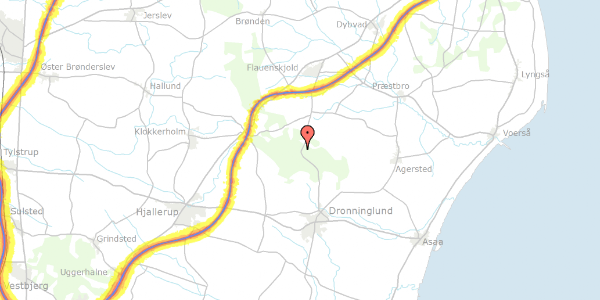 Trafikstøjkort på Storskovvej 25, 9330 Dronninglund