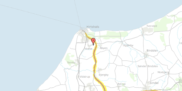 Trafikstøjkort på Stendyssevej 51, 9850 Hirtshals