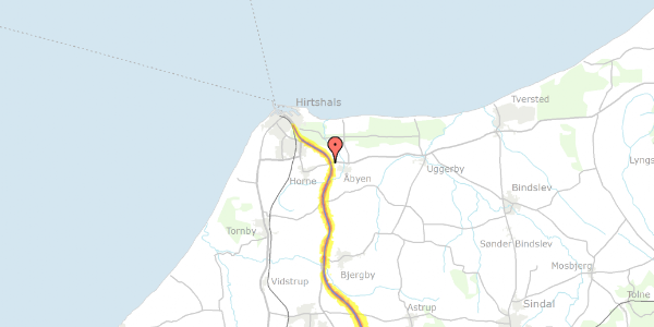 Trafikstøjkort på Stendyssevej 77, 9850 Hirtshals