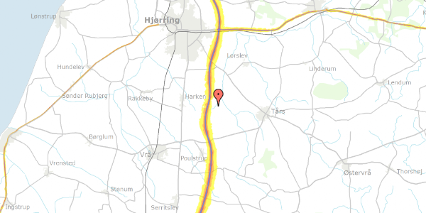Trafikstøjkort på Haurholmvej 101, 9800 Hjørring