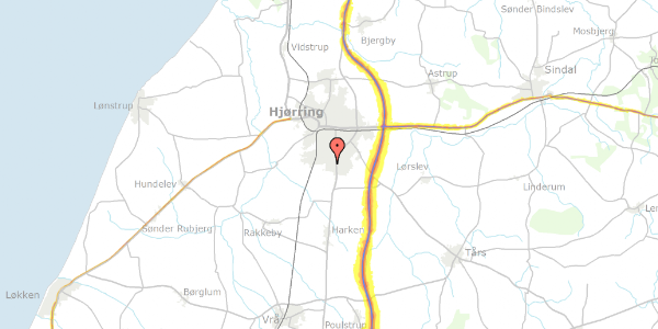Trafikstøjkort på Karlsvej 16, 9800 Hjørring