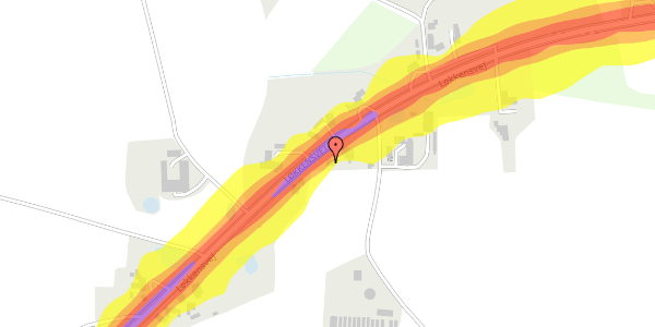 Trafikstøjkort på Løkkensvej 323, 9800 Hjørring