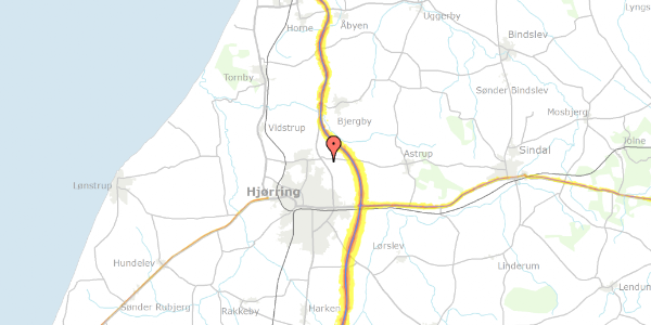 Trafikstøjkort på Skibsbyvej 44, 9800 Hjørring