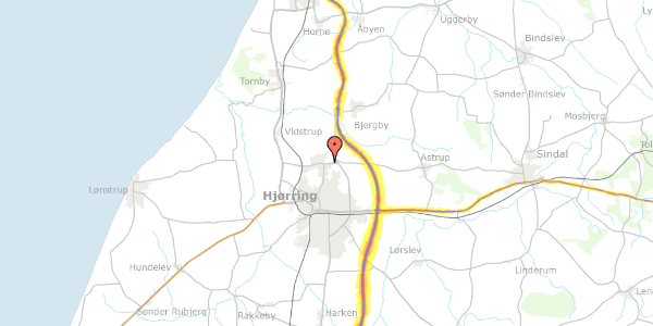 Trafikstøjkort på Vellingshøjvej 363G, 9800 Hjørring