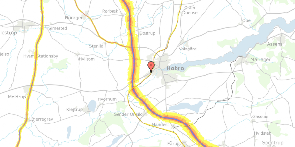 Trafikstøjkort på Blåbærvej 11, 9500 Hobro