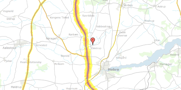 Trafikstøjkort på Døstrupvej 135B, 9500 Hobro