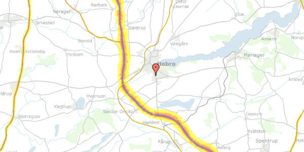 Trafikstøjkort på Farvervænget 14, 9500 Hobro