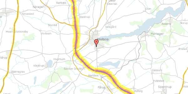 Trafikstøjkort på Farvervænget 28, 9500 Hobro