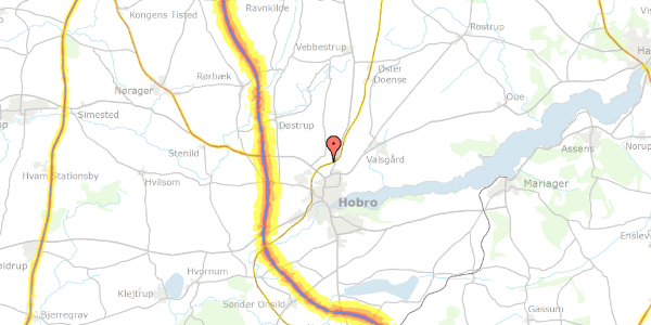 Trafikstøjkort på Hasselkrogen 11, 9500 Hobro