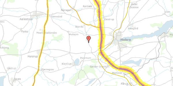 Trafikstøjkort på Hornsmarken 49, 9500 Hobro