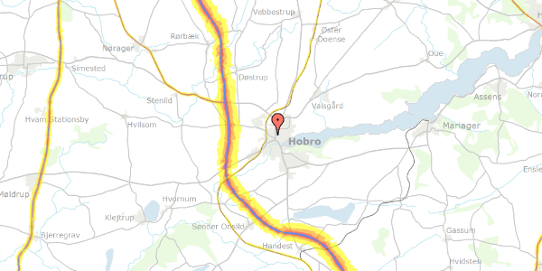 Trafikstøjkort på Hovangsvej 16, 9500 Hobro