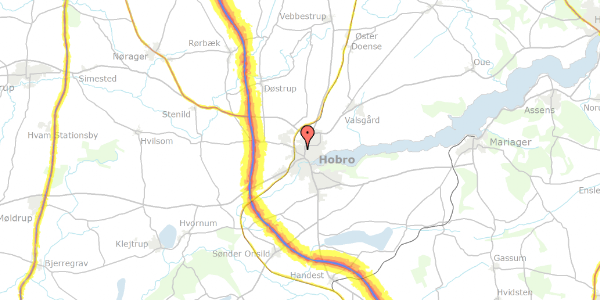 Trafikstøjkort på Hovangsvej 34, 9500 Hobro