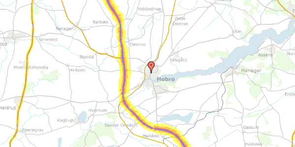 Trafikstøjkort på Hovangsvej 48, 9500 Hobro