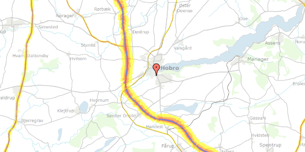 Trafikstøjkort på Højlundsvej 5, 9500 Hobro