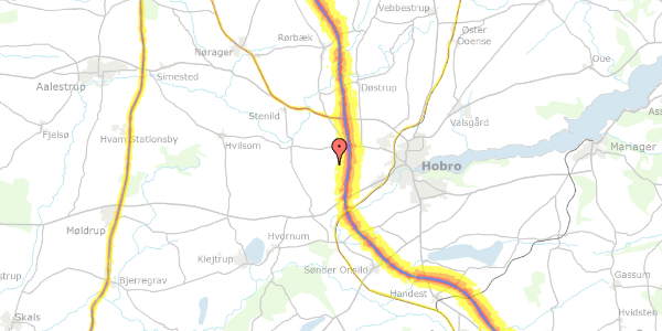 Trafikstøjkort på Hørbygårdvej 8, 9500 Hobro