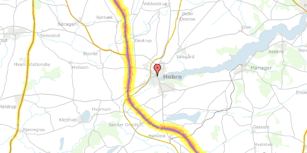 Trafikstøjkort på Jernbanegade 33, 9500 Hobro