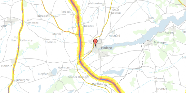 Trafikstøjkort på Morbærvej 11, 9500 Hobro