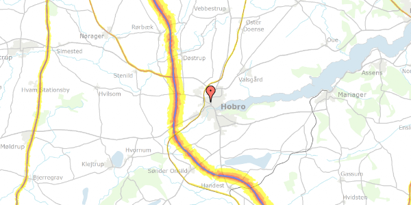 Trafikstøjkort på Møllevangen 16, 9500 Hobro