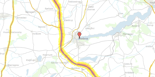 Trafikstøjkort på Nedre Strandvej 25, 9500 Hobro
