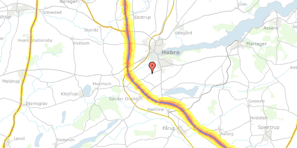Trafikstøjkort på Nr Onsildvej 8, 9500 Hobro