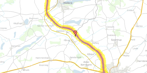 Trafikstøjkort på Randersvej 142, 8990 Fårup