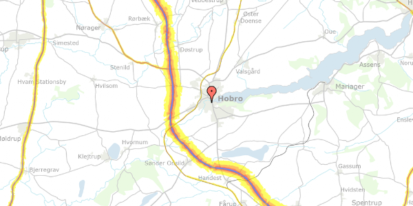 Trafikstøjkort på Rørholmsgade 15, 1. th, 9500 Hobro