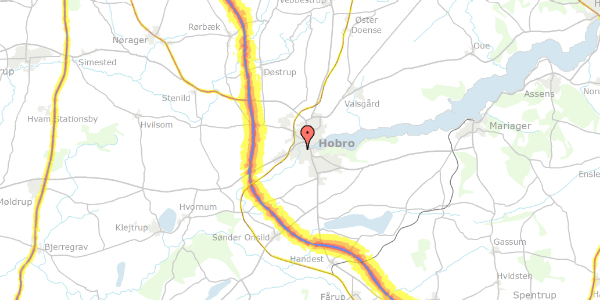 Trafikstøjkort på Rørholmsgade 22, 9500 Hobro