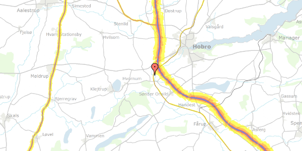 Trafikstøjkort på Trinderupvej 7, st. th, 9500 Hobro