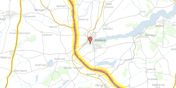 Trafikstøjkort på Aalykkevej 14, 9500 Hobro