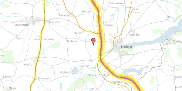 Trafikstøjkort på Tophøjvej 7, 9500 Hobro