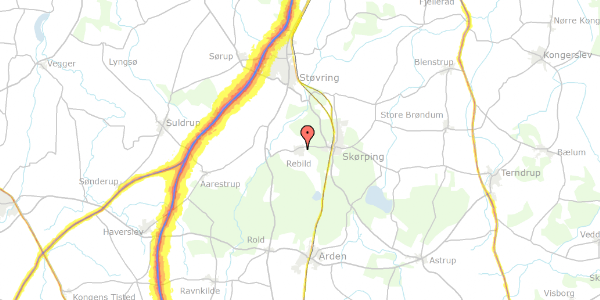 Trafikstøjkort på Rebild Hedevej 11, 9520 Skørping