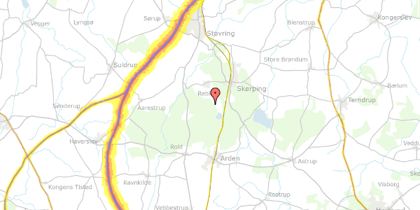 Trafikstøjkort på Rebild Skovhusevej 30, 9520 Skørping
