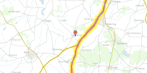 Trafikstøjkort på Aarestrupvej 19, 9541 Suldrup