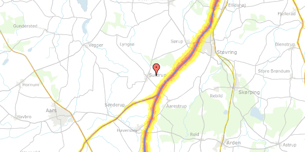 Trafikstøjkort på Aarestrupvej 27, 9541 Suldrup