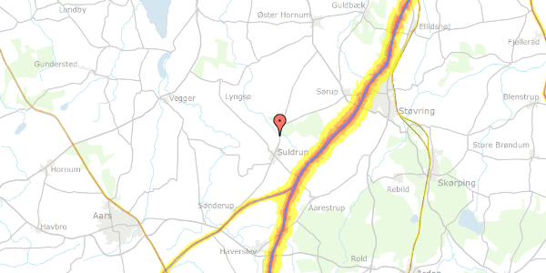 Trafikstøjkort på Hjedsbækvej 208, 9541 Suldrup
