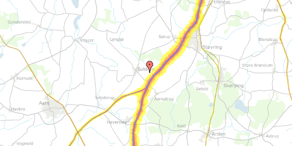 Trafikstøjkort på Hjortholmvej 24, 9541 Suldrup