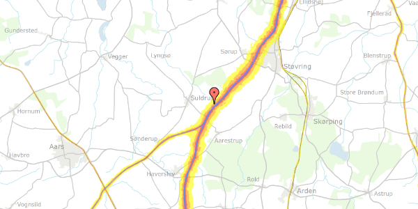 Trafikstøjkort på Hjortholmvej 28, 9541 Suldrup