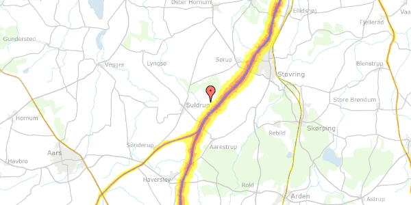 Trafikstøjkort på Hjortholmvej 41, 9541 Suldrup