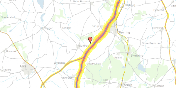 Trafikstøjkort på Hjortholmvej 45, 9541 Suldrup