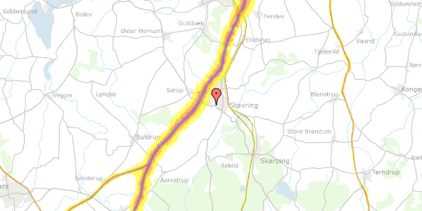Trafikstøjkort på Hulvejen 71, 9530 Støvring