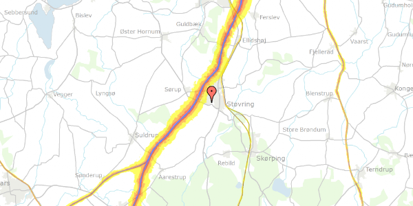Trafikstøjkort på Hulvejen 99, 9530 Støvring