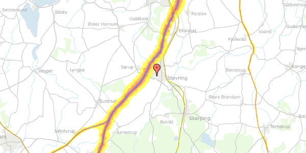 Trafikstøjkort på Hulvejen 104, 9530 Støvring