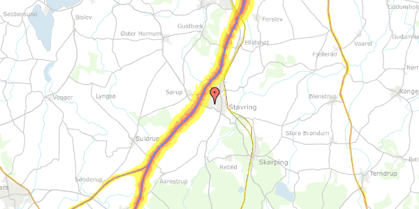 Trafikstøjkort på Hulvejen 106, 9530 Støvring