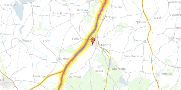 Trafikstøjkort på Hulvejen 111, 9530 Støvring