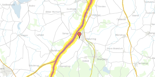 Trafikstøjkort på Hulvejen 131, 9530 Støvring